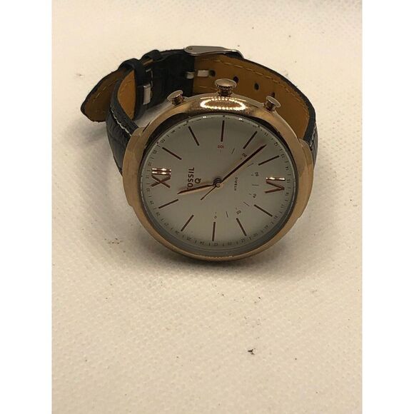 Fossil Q FTW5021 Women Black Leather Analog Silver Dial  Fossil Q FTW5021 Women Black Leather Analog Silver Dial Hybrid Smart Watch HK220